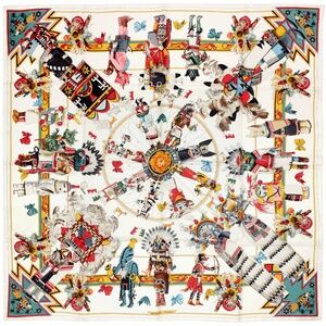 HERMES CARRE 90 BY KERMIT OLIVER: KACHINAS SCARF
